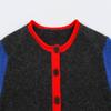 Women Long Sleeve Round Neck Color Block Knit Cardigan Office