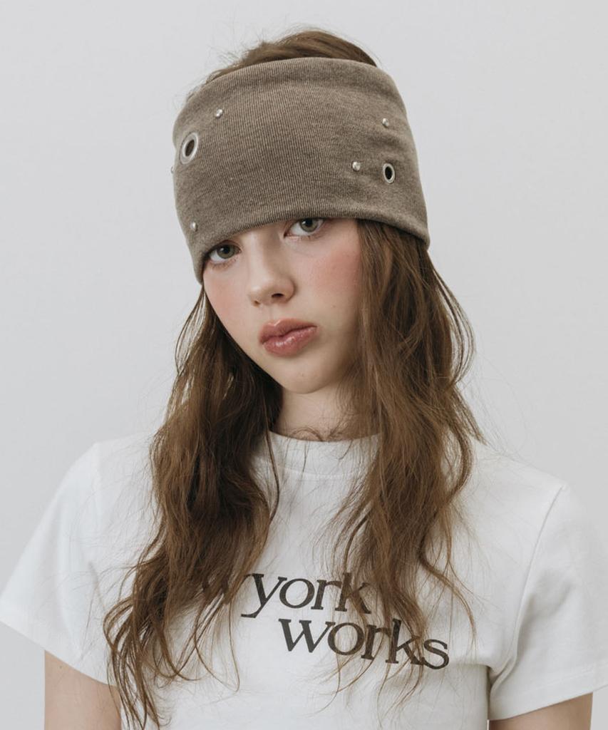 Newyorkworks Metal Eyelet Wide Hair Bandana_Brown