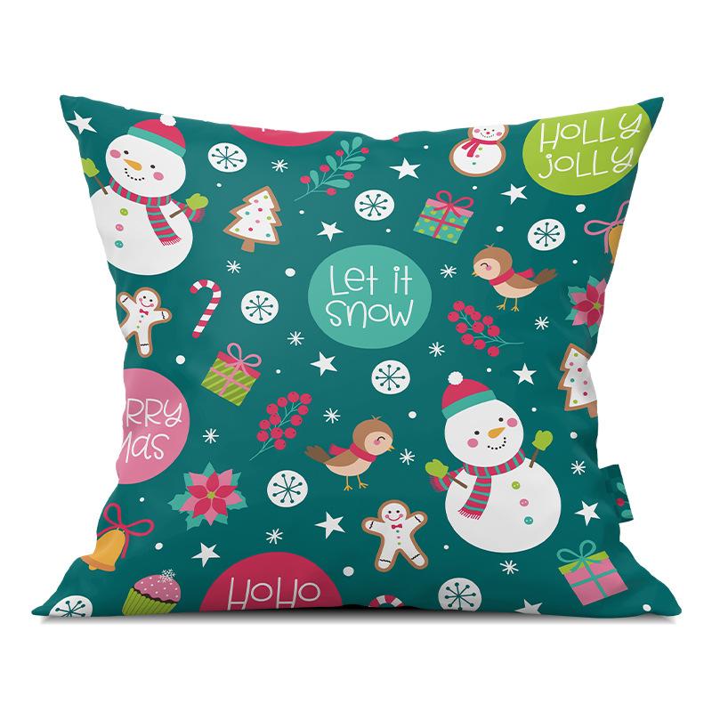 Merry Christmas Pillowcase Cartoon Printing Office Sofa Lumbar Pillow Cover for Home
