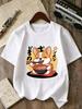 Cartoon Kawaii Ramen Corgi Graphic T Shirt Family Matching Boys Girls Kids Short Sleeve Casual Cute Puppy Children Daily Tops