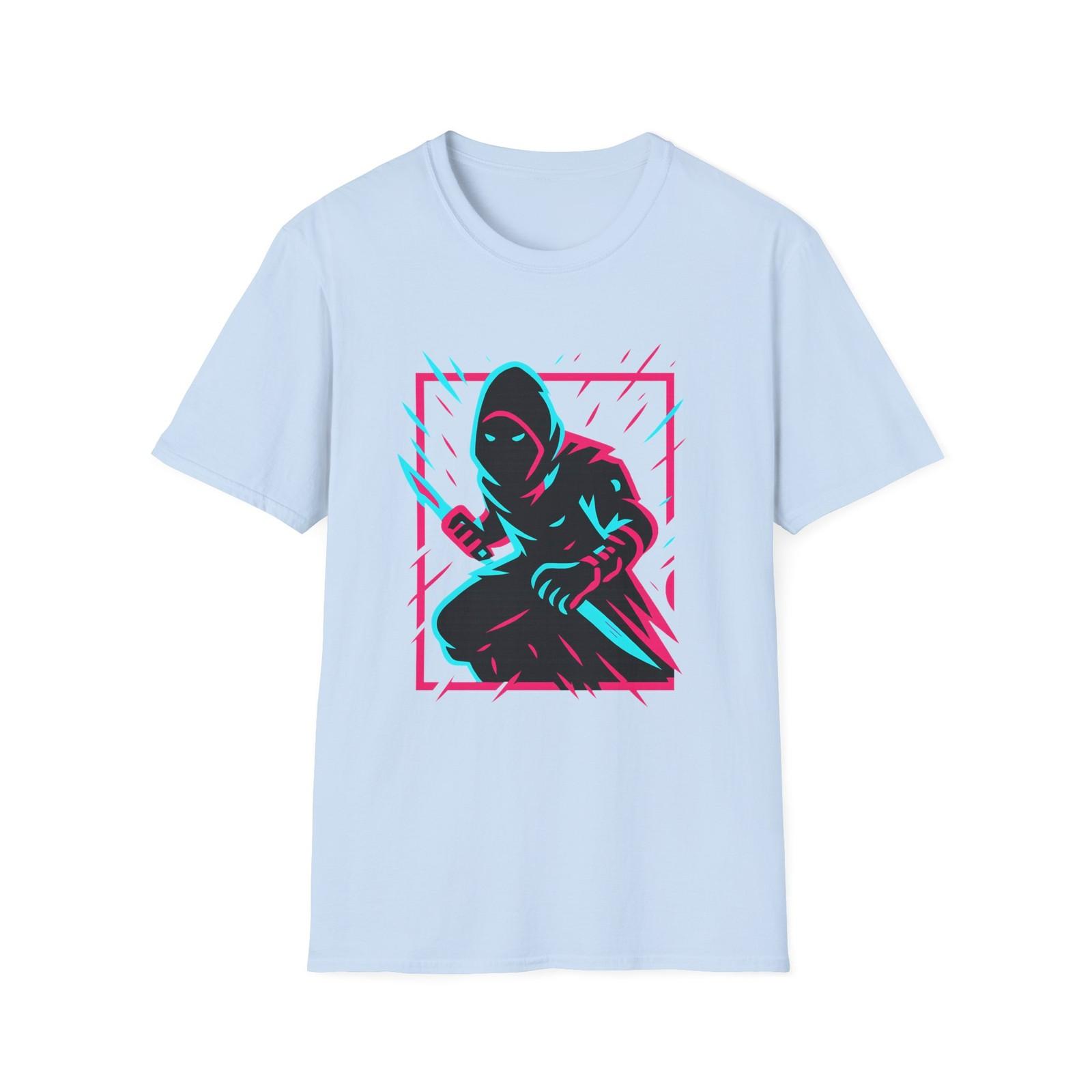 Unisex Softstyle T-Shirt Mens Womens Tees Top Neon Shadow Pixel Assassin Glitch Graphic Shirt S