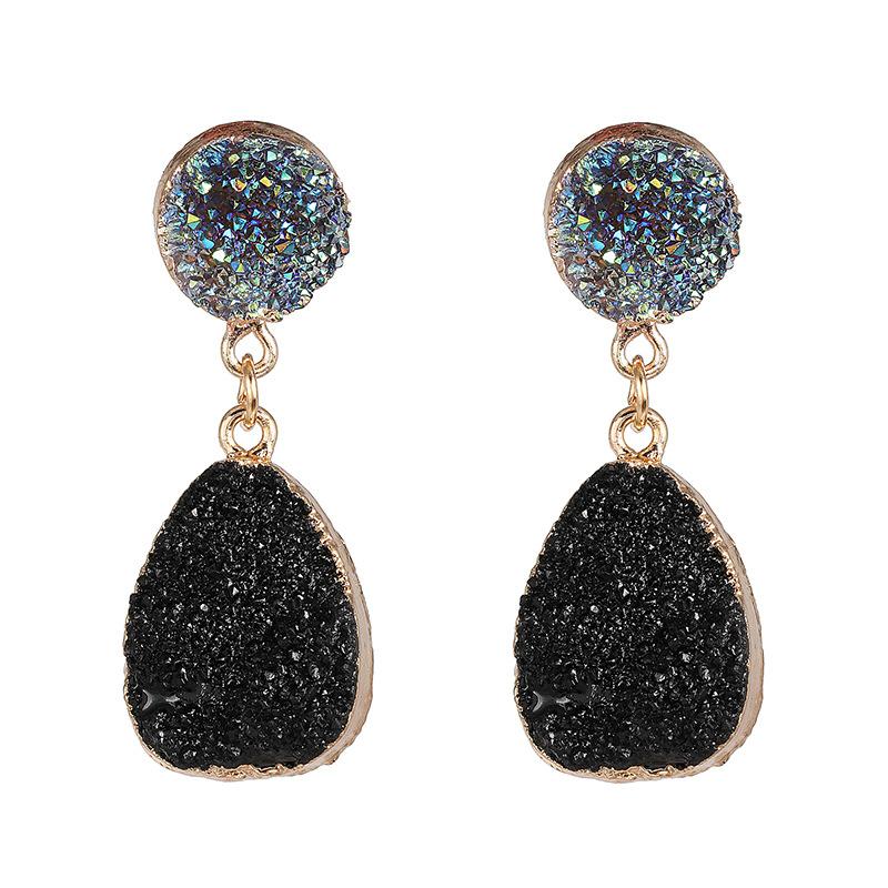 New Bohemian Green Druzy Resin Stone Clip on Earrings No Pierced for Women Jewelry Drusy Ear Clips Eardrop Long Earrings