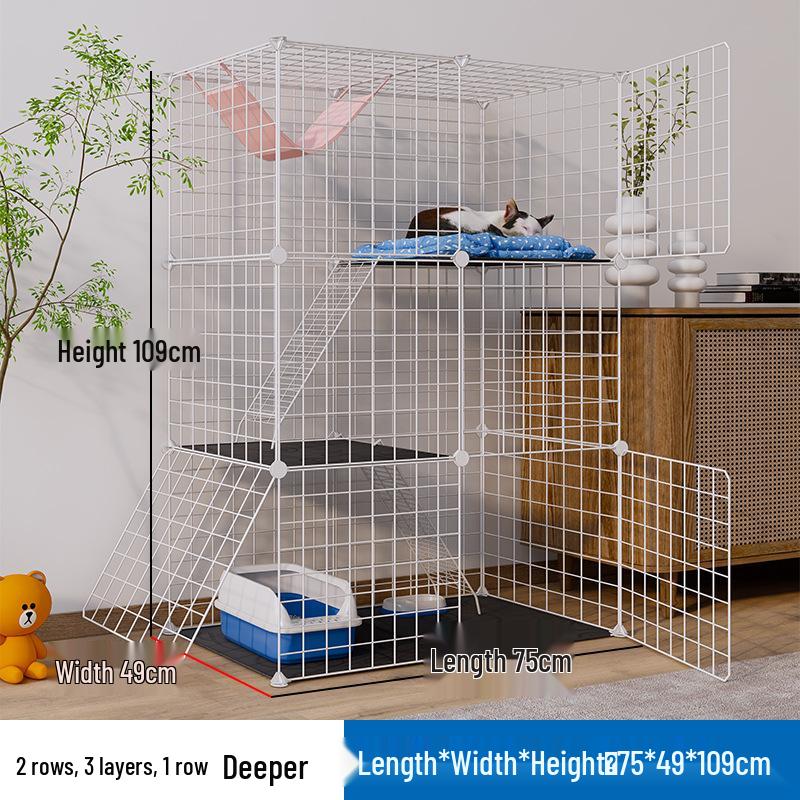 DIY Spacious Indoor Cat Iron Mesh Villa with Litter Box Space
