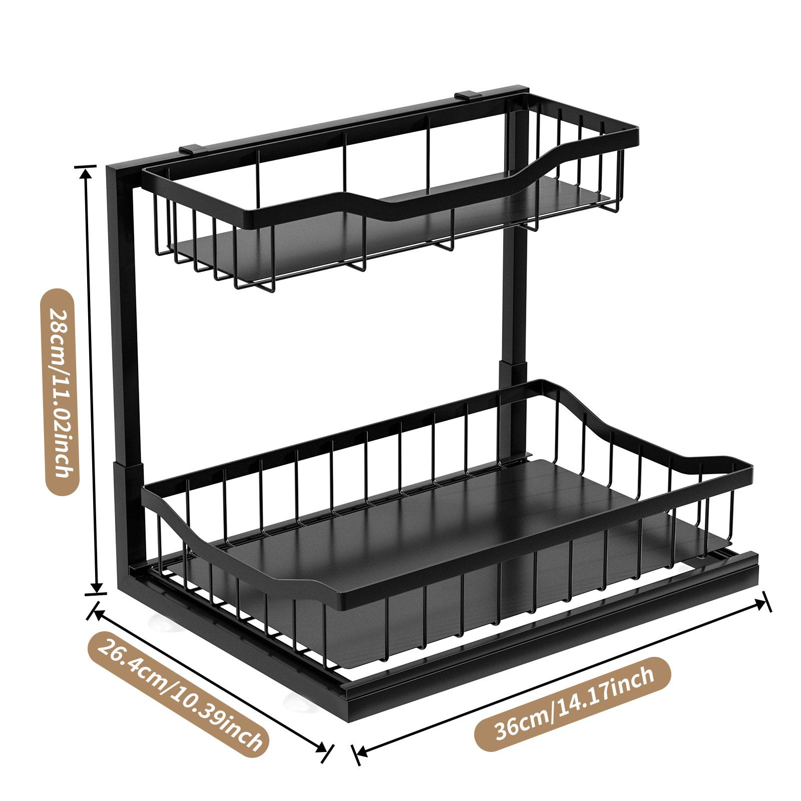 

Выдвижные органайзеры для кухни, ванной комнаты и хранения, выдвижные полки для раковины, шкафы-органайзеры для многоцелевого использования 2-tier чёрный