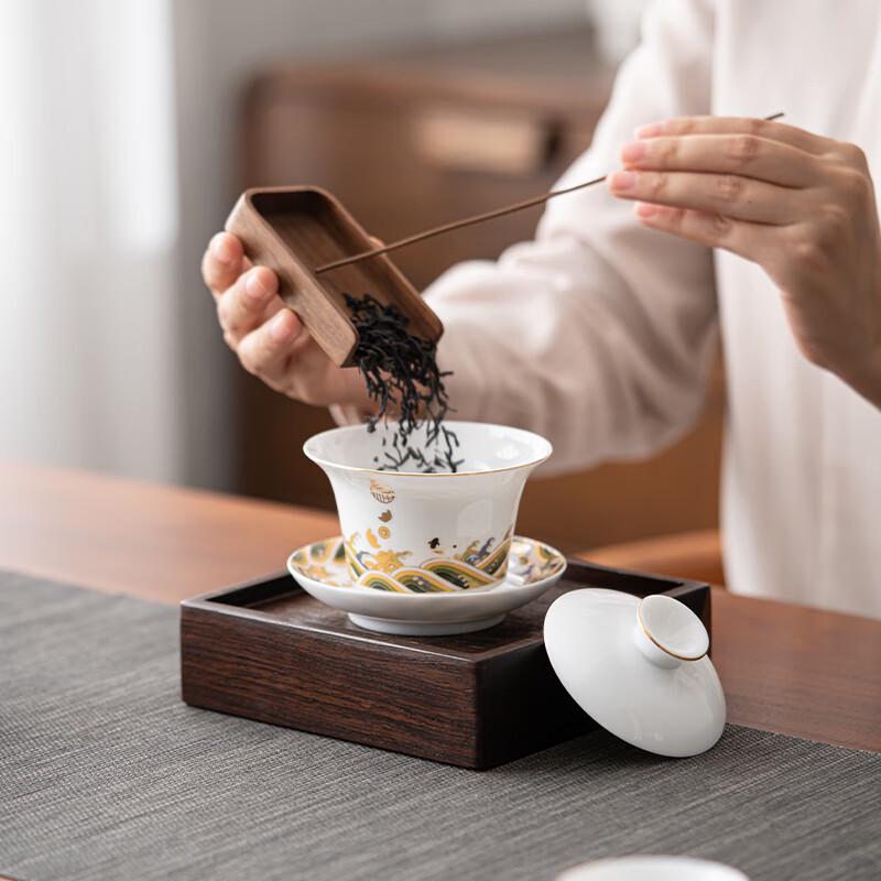SUSHI CERAMICS Chinese Style Sea Wave Gongfu Tea Set (Xishi Teapot & Gaiwan)