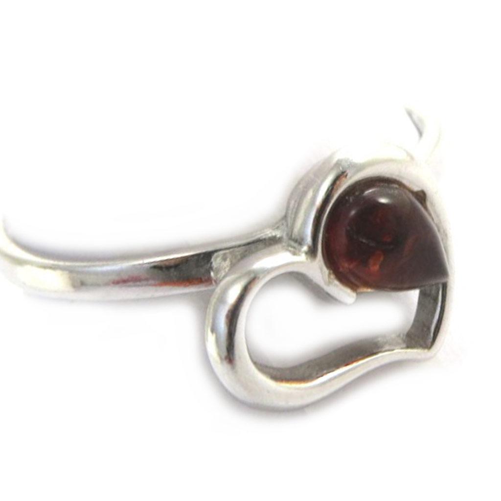 Silver Ring 'Love' Amber (rhodium) - 11x10 Mm