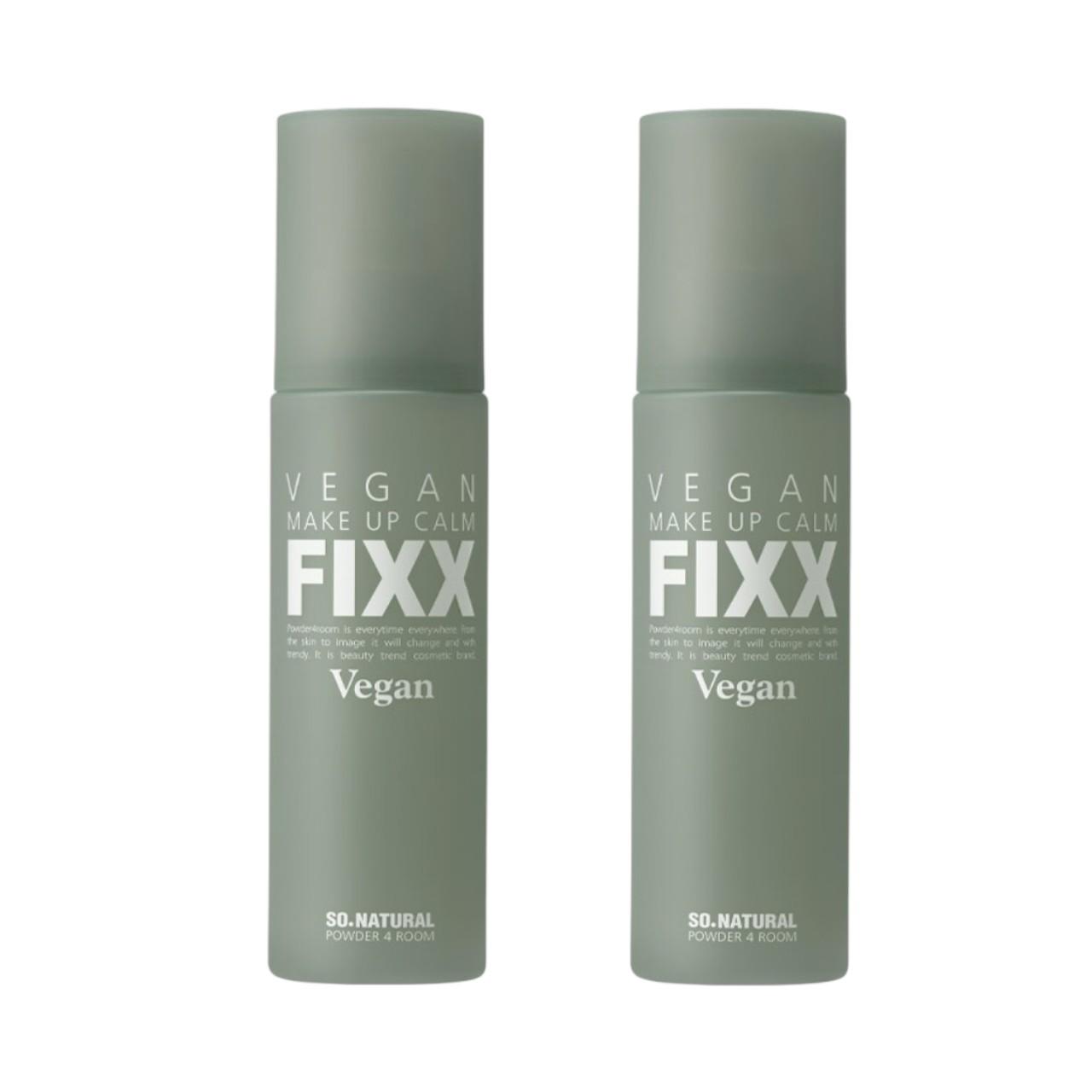 So Natural Vegan Makeup Calm Fixer 100ml x 2ea - Soothing Cica-Infused Makeup Setting Spray for Sensitive Skin & 24H Long-Lasting Wear