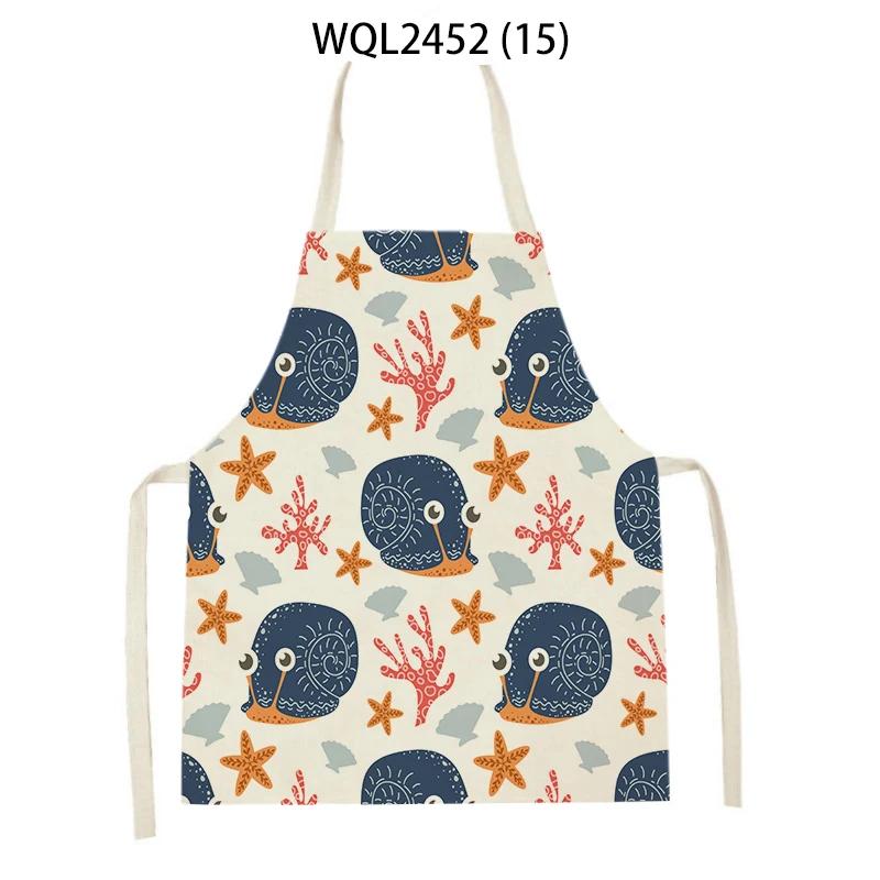Animal Snail Rabbit Printing Apron Adult Kids Sleeveless Kitchen Apron Linen Cooking Baking Accessories Apron Cleaning Tool