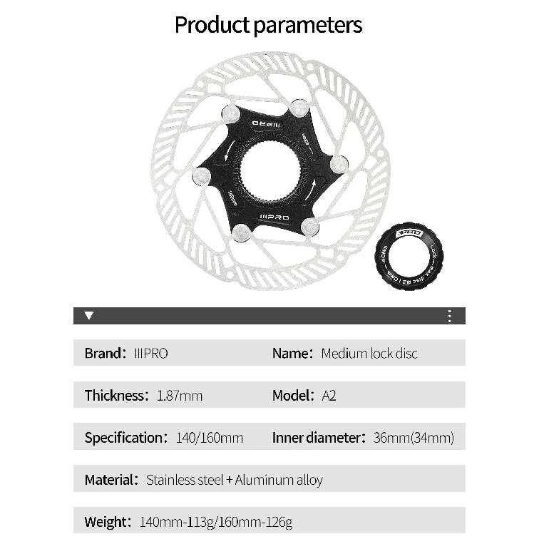 IIIPRO Ultra-Light Bicycle Brake Rotor 140/160mm Hollow High-Strength Steel MTB/Road Bike 6 Bolts/Center Lock Disc Brake Rotors