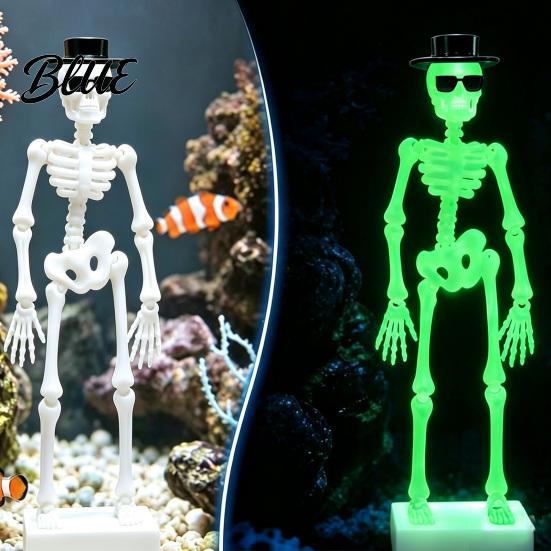 Interactive Skeleton Aquarium Decor Dancing Bubbler with Adjustable Air Flow Underwater 3D Printed Creative Fish Tank Ornaments Powered Moving Skull