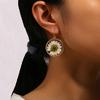 Women Retro Ethnic Geometrical Dry Flower Ear Studs Earrings