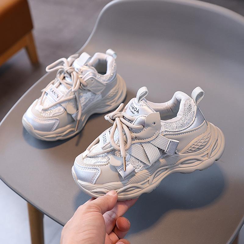 Spring Mesh Kids Sneakers Boys Girls Velcro Soft Sole Running Shoes Casual Dad Shoes