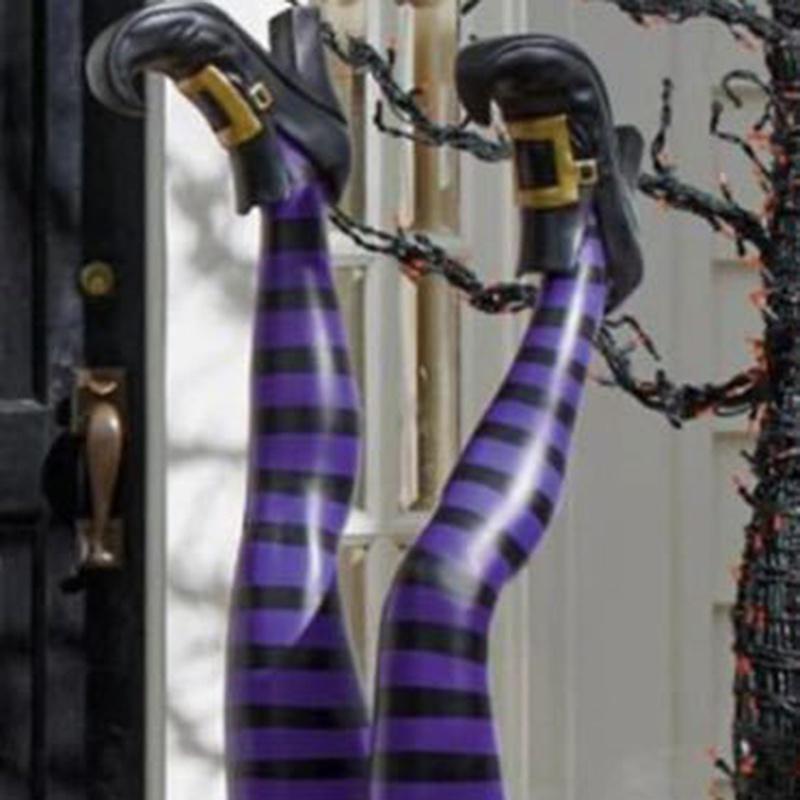 Decoración Halloween Piernas De Bruja - 2 Piezas 47 Cm - Espuma Y Poliéster - Para Exterior/Interior