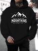 2026 Easter New Arrival Unisex Casual Versatile Style Fashion Hoodie with Mountain and Letter Graphic Print - Casual Pullover, Kangaroo Pocket, Stret