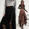 Women's High Waist Lace Patchwork Suede Midi Skirt, 2025 Autumn/Winter