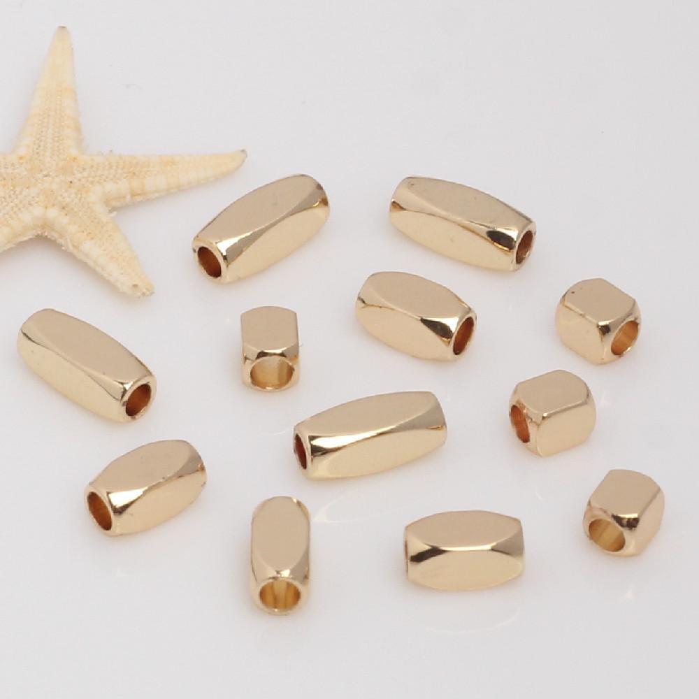 14k Gold-Filled Beveled Rectangular Spacer Beads for DIY Jewelry Making