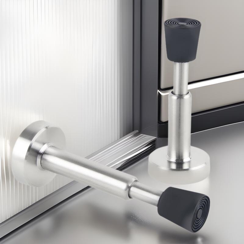 Wall-Mounted Stainless Steel Hydraulic Door Stop with Silent Rubber Buffer and Anti-Collision Bumper