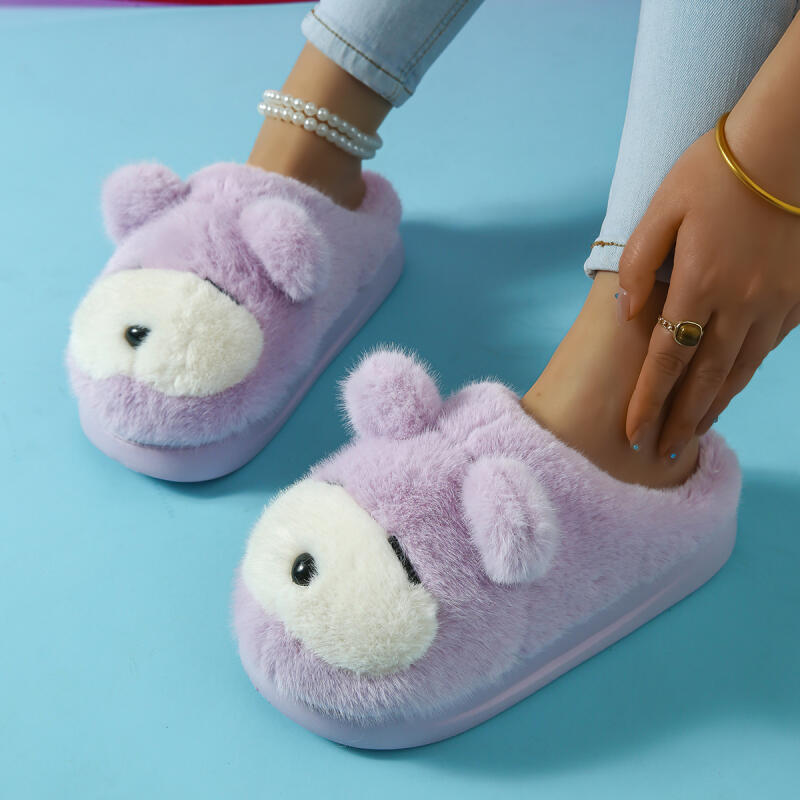 Mode Cartoon Flauschige Damen Hausschuhe Zuhause Winter Luxus Designer Schuhe Mädchen Indoor Casual Fuzzy Fell Pantoletten Elegante Ballerinas Schuhe