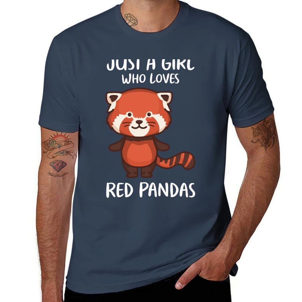 Just A Girl Who Loves Red Pandas TShirt Classic Graphic Short Sleeve Top