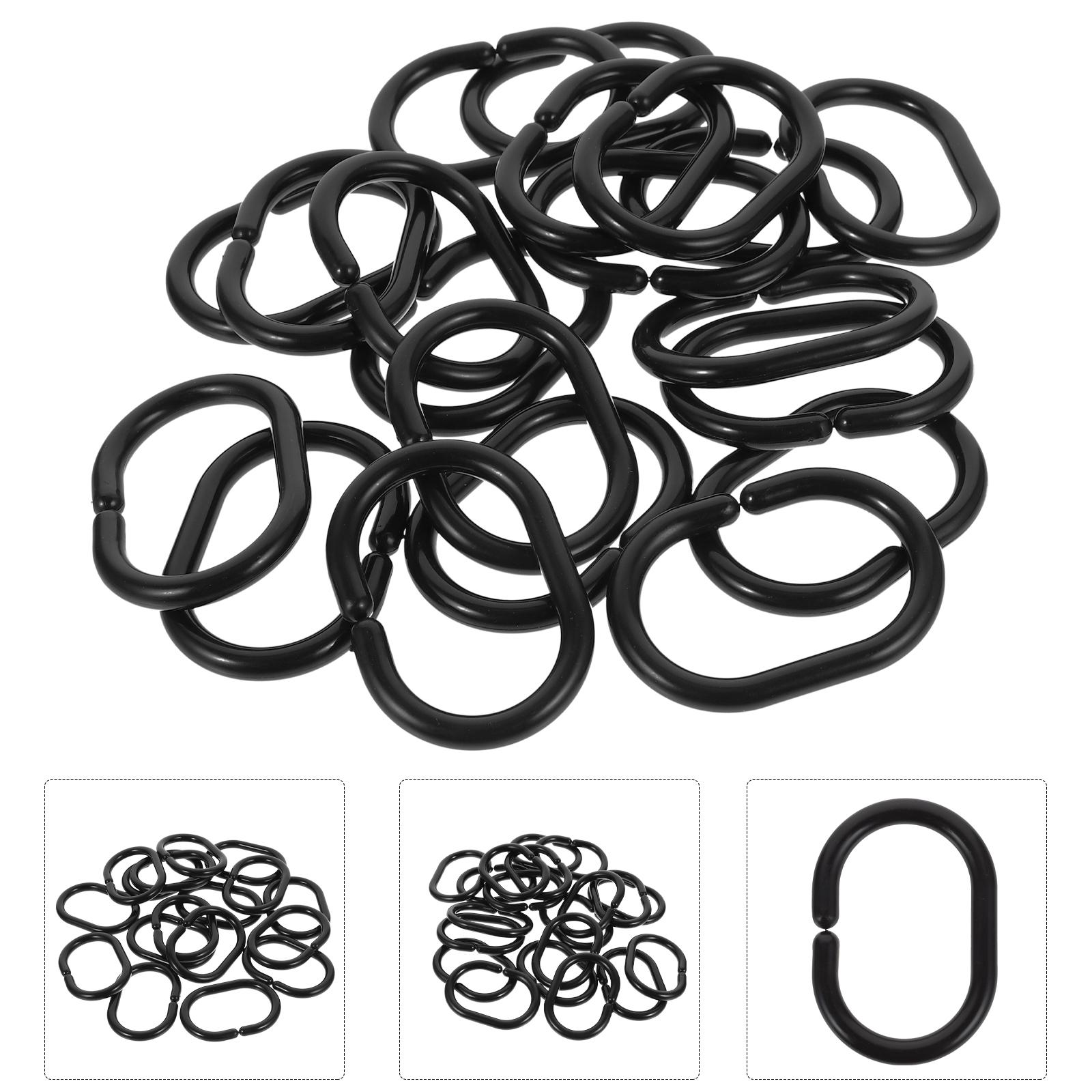 

20 Pcs Quick Release Quick Hanging Curtain Hooks Black Abs Heavy Duty Snap Closure Shower Curtain Rings Plastic Sliding Bath чорний