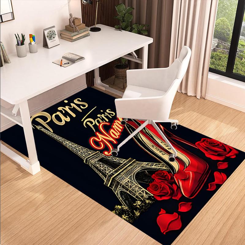 1PC Custom Name Parisian Elegance Theme Floor Mat Ideal for Living Room, Game Rooms, Office, Bedroom,Floor Mat Playful Design