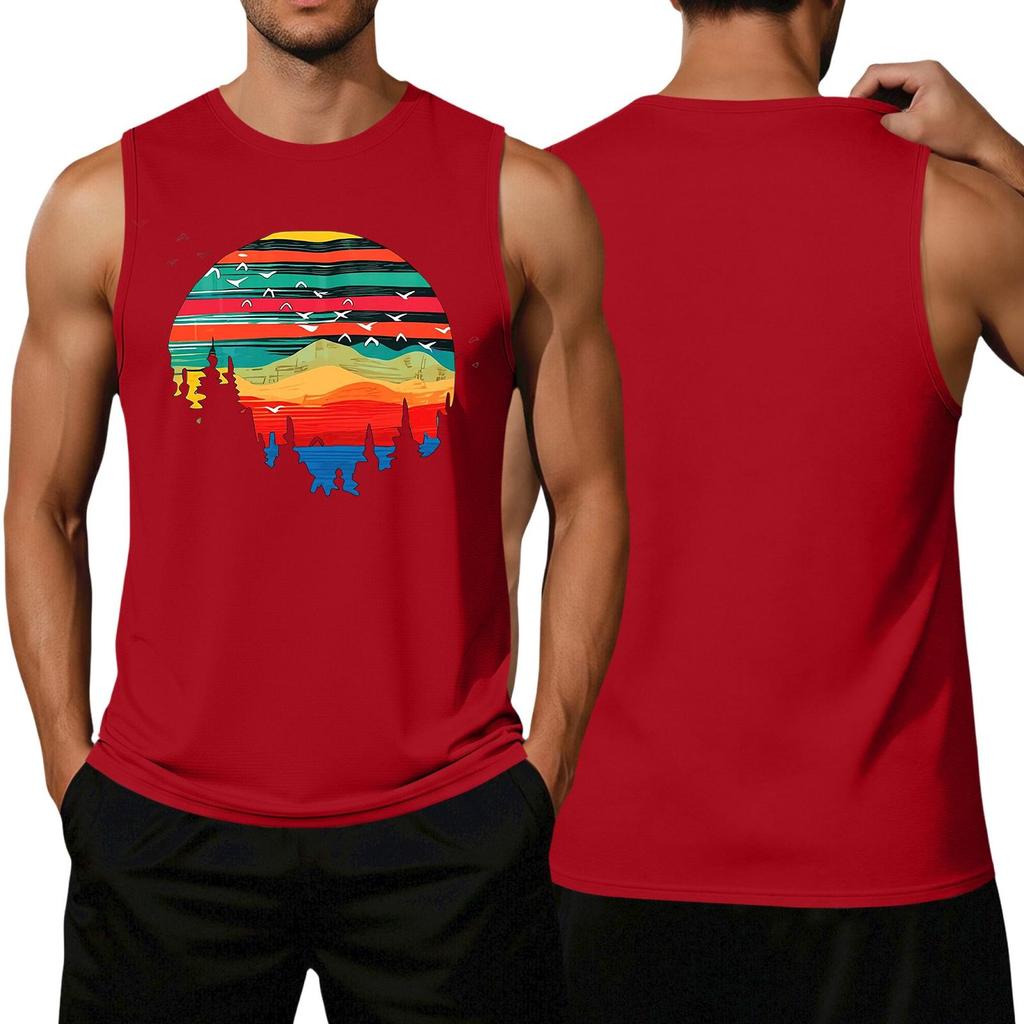 Men's Loose Casual Hawaiian Print Sleeveless Top