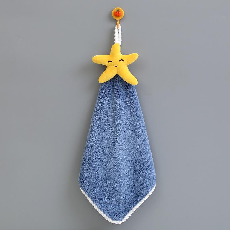 Cute and Fun Hanging Coral Fleece Baby Hand Towel Children's Water-absorbing and Quick-drying Cartoon Square Towel
