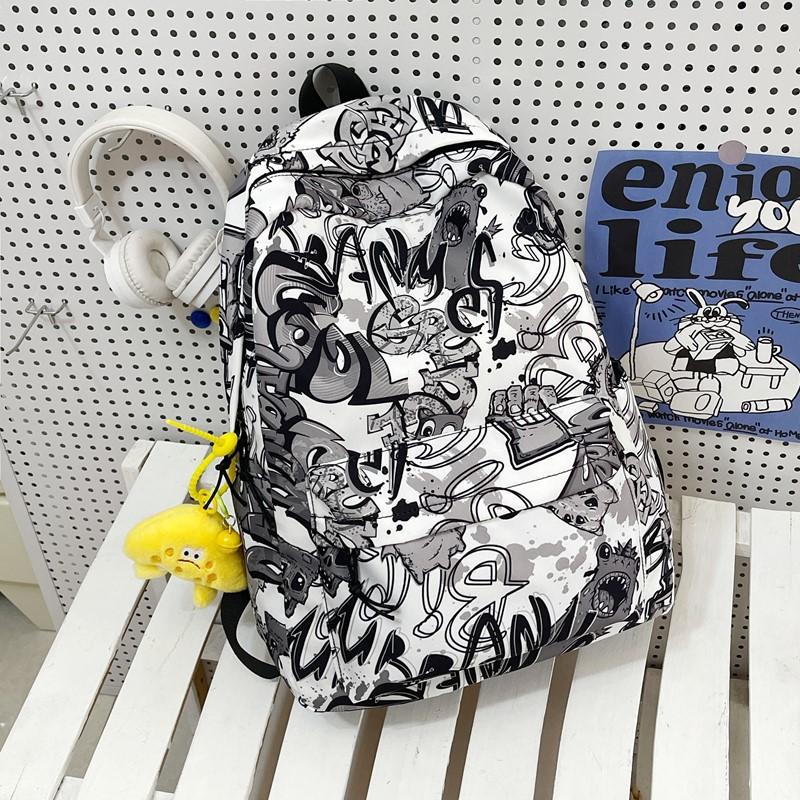 i new high-value personalized graffiti cool backpack junior high school students contrasting color backpack