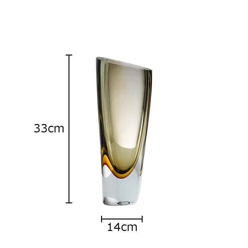 Minimalism Amber Color Glass Vase Hydroponics Flower Pots Desk Decoration Flower Arrangement Floral Vases Modern Home Decor