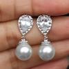 High-End And Fashionable Ocean Pearl Earrings, Set With Cubic Zirconia  Women'S  Luxurious Fashion Jewelry