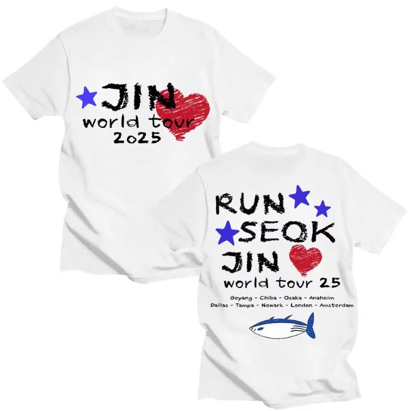 

Джин Супер Тунец Рыба RUNSEOKJIN EP ТУР 2025 Футболки K-pop Корейская Мода Ретро Футболка Мужчины Женщины Свободная Хлопковая Футболка Подарки для Фанатов M