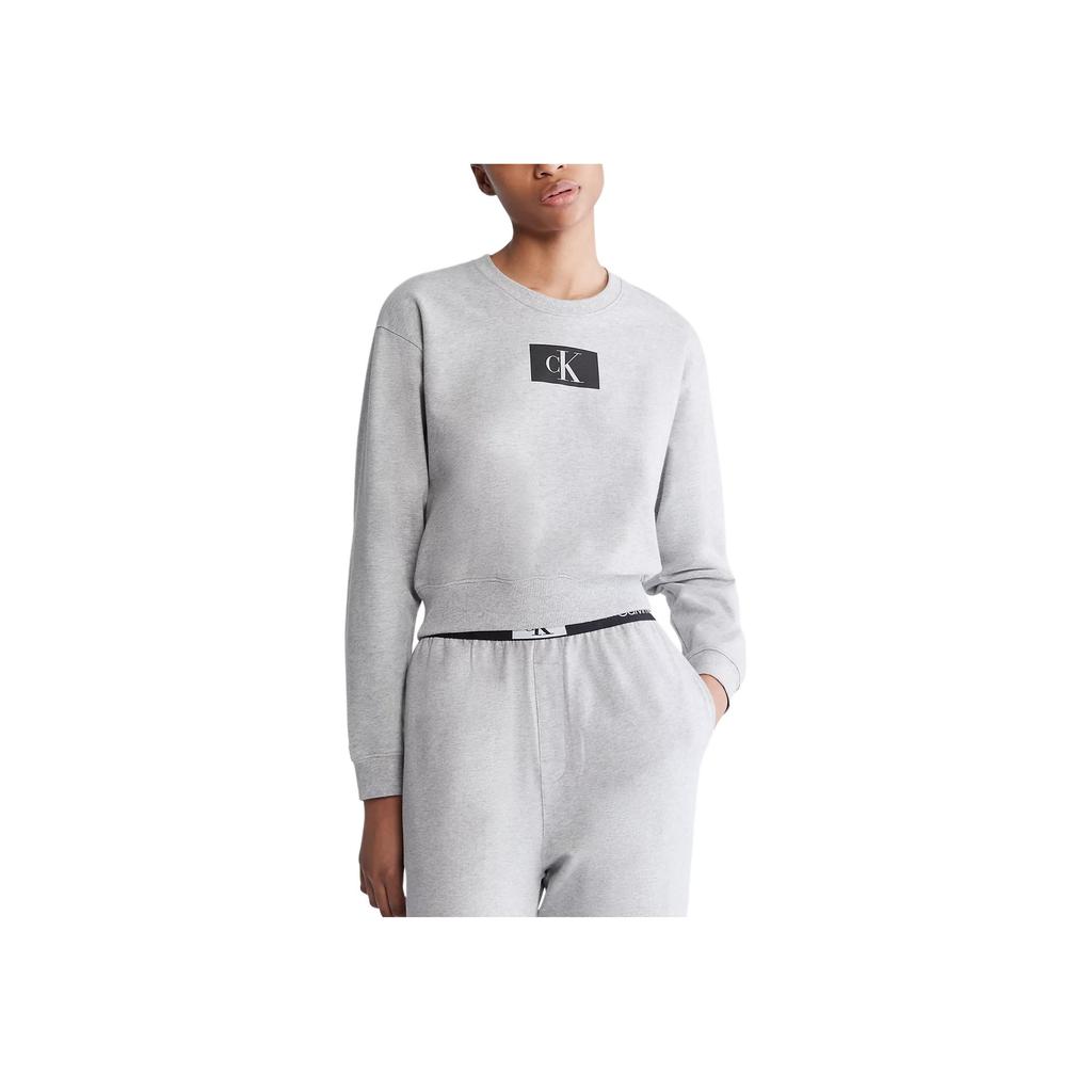 Calvin Klein 1996 Letter Patch Comfortable Crew Neck Long Sleeve Sweatshirt Women Sweatshirt Gray QS6942-020