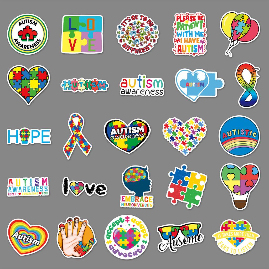 50 Autismus Graffiti Personalisierte Slogans Kinder Gag Karte Handkonto DIY Skateboard Koffer Aufkleber Wasserdicht