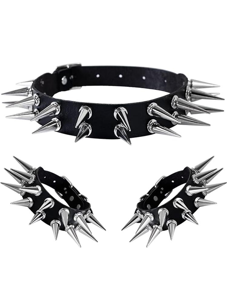 

3-Piece Punk Gothic Necklace Bracelet Set, Suitable For Halloween, New Year S Parties, Christmas, Birthday Parties, Couple Gifts