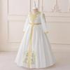 Abito da sera da ragazza a maniche lunghe in chiffon ricamato con gonna a nastro