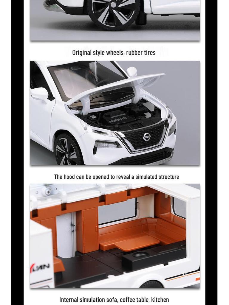 Zhongyuanxing 21016FC Towable Caravan Alloy Toy Car Model with Sound and Light Features.