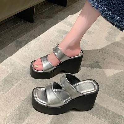 Fashion Hot Selling Women Shoes 2024 Modern Women's Slippers Thick Sole Formal Slippers Women's Extra High Wedge Open Toe Women's Shoe