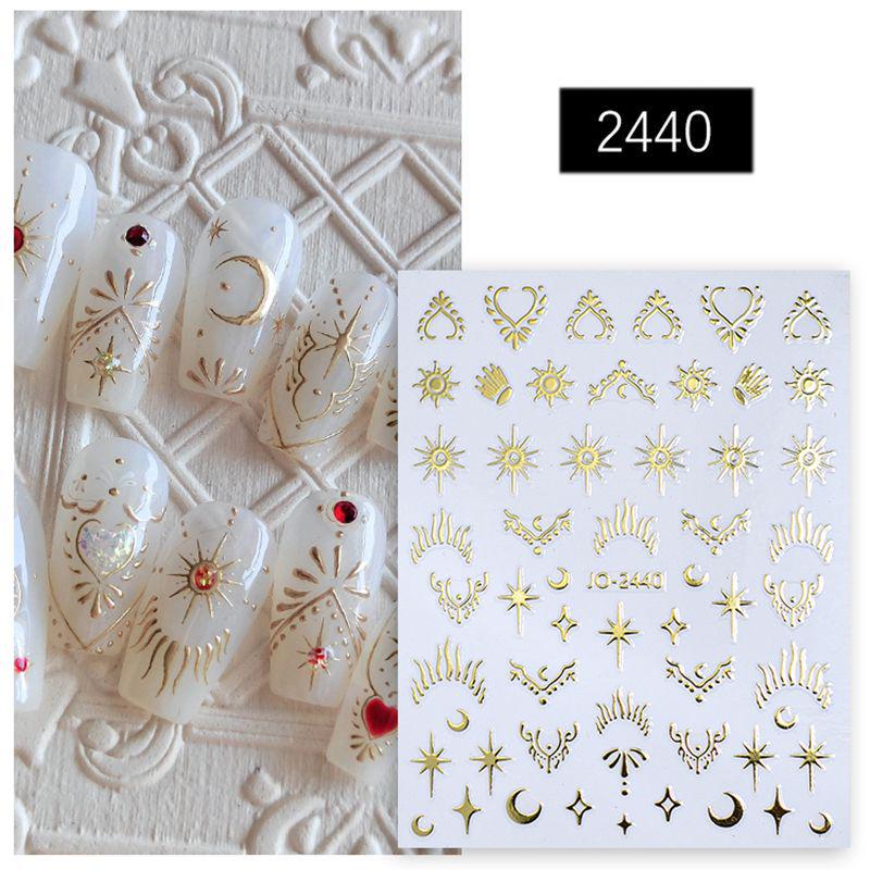 „Steaua și Luna Argintii Autocolante pentru unghii: Set de autocolante „Holow Love, Moon & Stars”