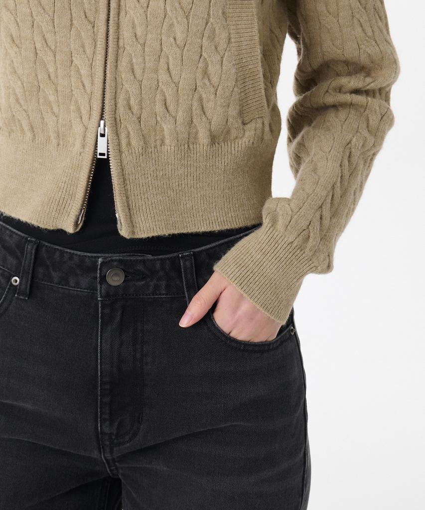 MUSINSA STANDARD WOMAN Women'S Cable Knit Zip-Up [Beige]