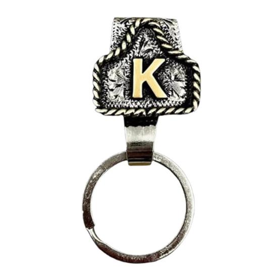 Vintage Letter Keychain Western Cowboy Style A to Z 26 Capital Letters Key Ring Metal Alphabet Key Holder Belt Bag Hanging Decoration Pendant