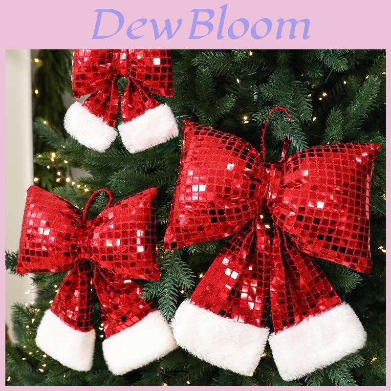 Mirror Glitter Bow Plush Pendant For Hotel Window Decor