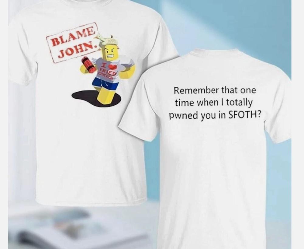 

РАСПРОДАЖА - Shedl etsky Футболка Blame John, Футболка Roblox, Подарок для мужчин, Подарок для нее L