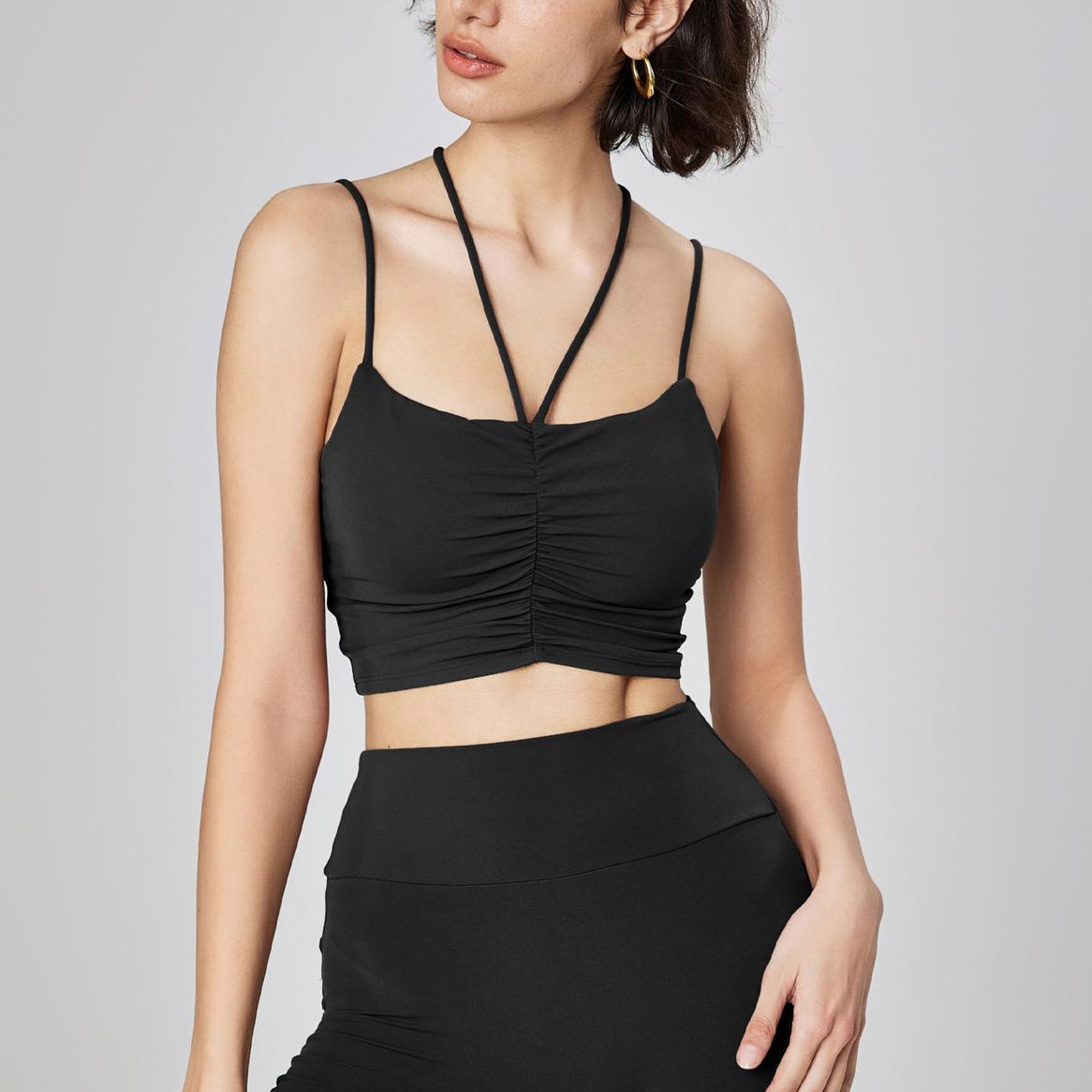 

Женский удобный спортивный бюстгальтер на весну и лето, прочный, с тонкими бретельками, жилет для йоги, сексуальный бюстгальтер для фитнеса с открытой спиной 4 чёрный