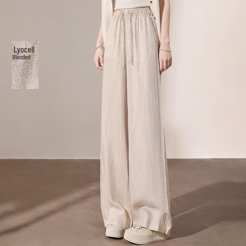 Siboshe Women s High-Waist Linen Blend Drawstring Casual Pants XL