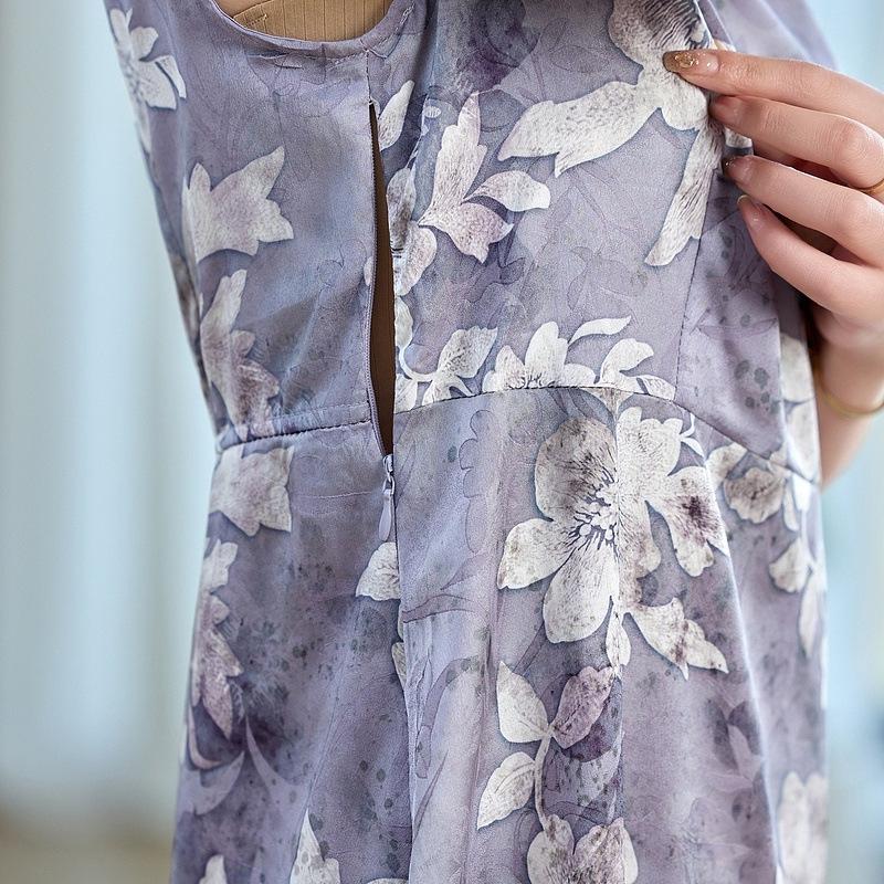 Set Elegant de Vară din Două Piese pentru Femei Mature - Palton și Rochie de Inspirație Tradițională Chineză