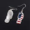 Independence Day Flag Hat, Slippers, Love Earrings, Red, White And Blue Striped Flag Earrings