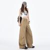 Women's High Waist Solid Color Cargo Pants Loose Fit Streetwear Wide Leg Trousers