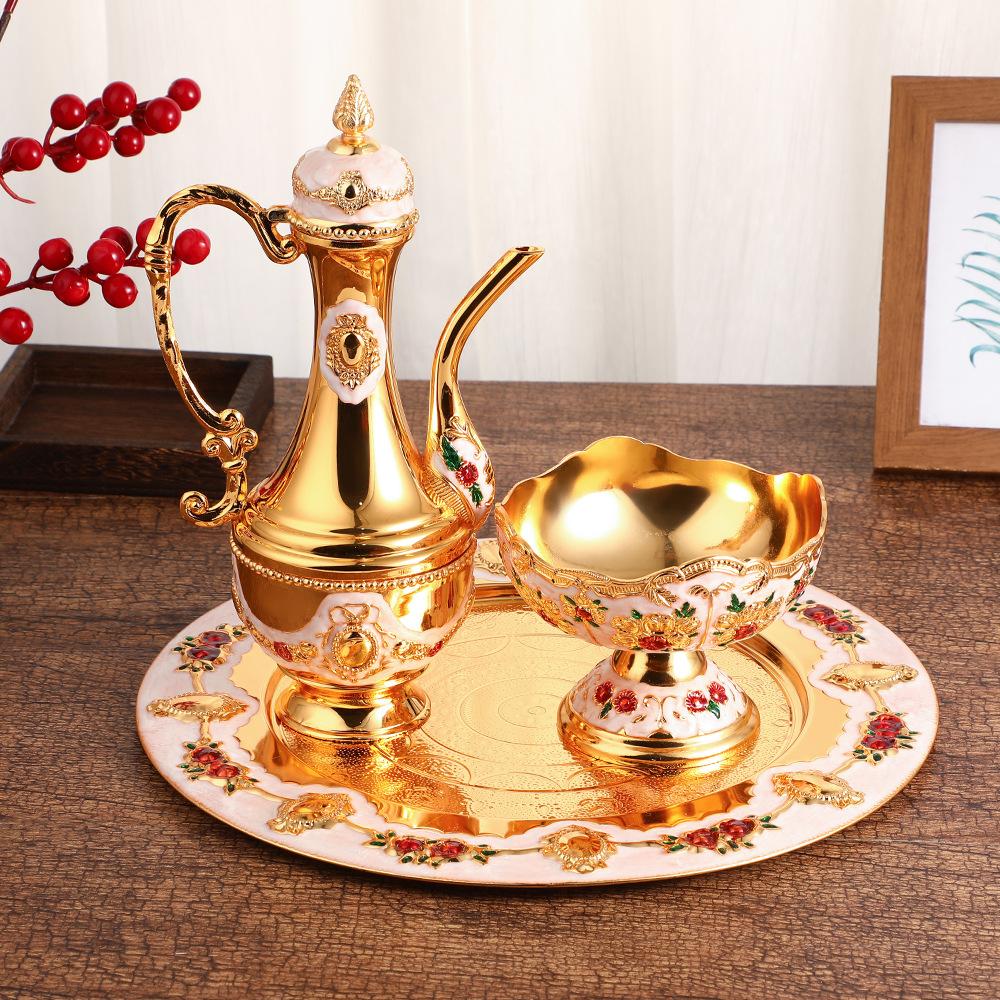 European Light Luxury Metal Wine Jug Wine Glass Set Retro Creative Home Club Decorative Wine Set Exquisite Gifts