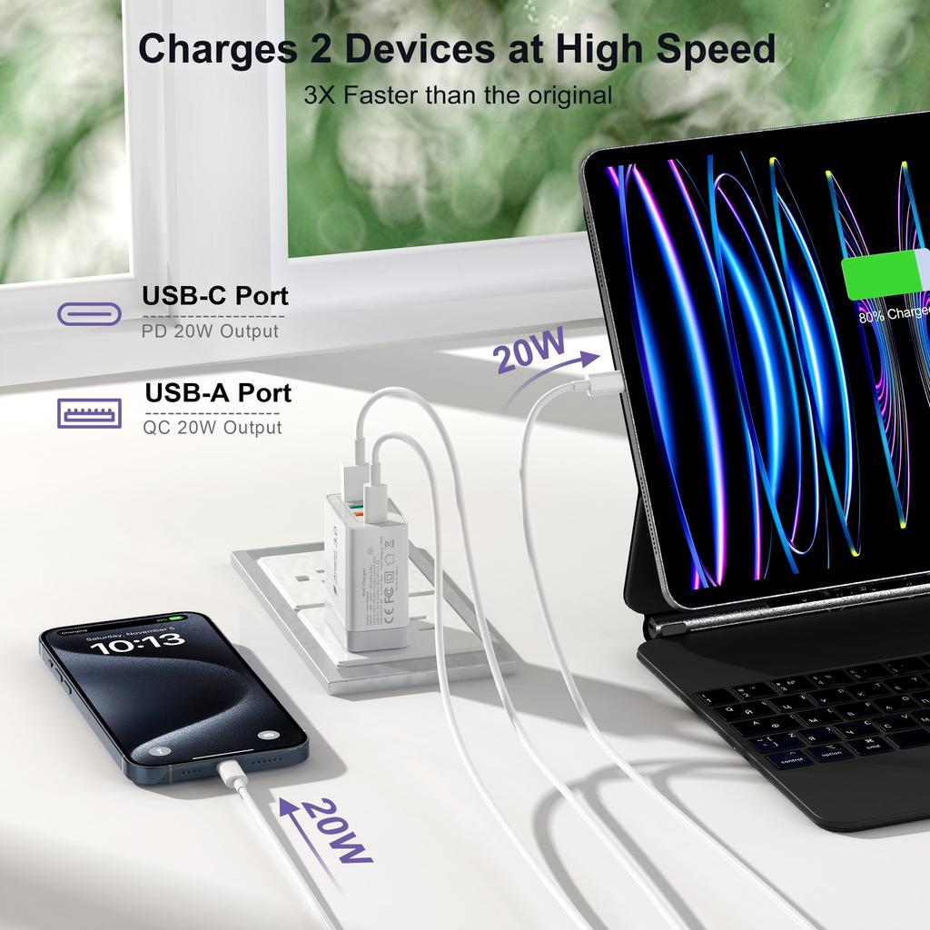 35W USB Charger Type C Fast Charging PD 20W QC3.0 EU US Plug Quick Charge Wall For Phone Adapter for iPhone 15 14 Pro Max Xiaomi