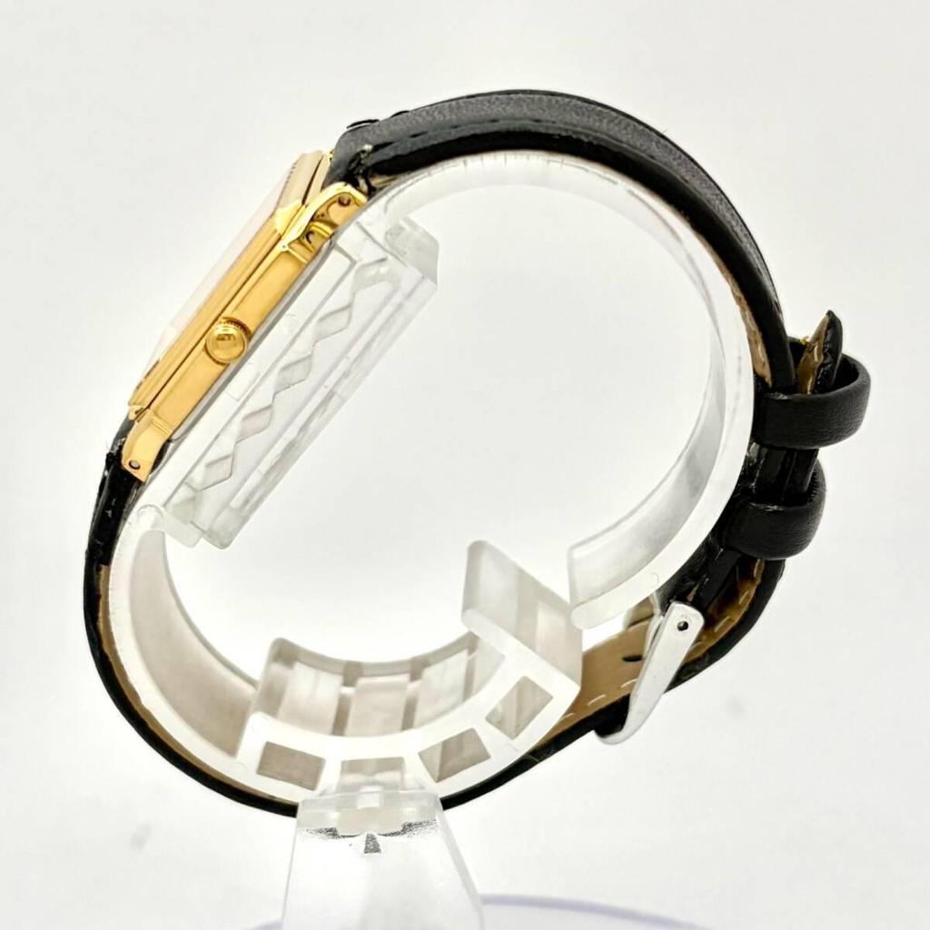 [Good Condition/New Battery] SEIKO Seiko Ladies Watch Gold Rectangular 7321-6280 8N3681 New Belt Engraved